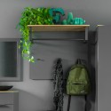 Porte-manteau mural moderne entrée avec une barre et 3 crochets en bois gris Nay Offre