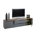 Meuble TV moderne style industriel avec 2 portes et 2 tiroirs de 200 cm Aron Promotion