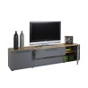 Meuble TV moderne style industriel avec 2 portes et 2 tiroirs de 200 cm Aron Promotion