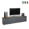 Meuble TV moderne style industriel avec 2 portes et 2 tiroirs de 200 cm Aron Vente