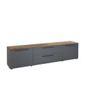 Moderner fahrbarer TV Lowboard im Industriestil mit 2 Türen und 2 Schubladen, 200 cm breit - Aron Angebot