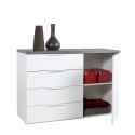 Madia credenza soggiorno 1 anta 4 cassetti moderna bianco grigio Clea Offerta