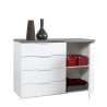 Buffet salon 1 porte 4 tiroirs moderne blanc et gris Clea Offre