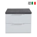 Comodino camera da letto moderno 2 cassetti bianco top grigio Robyn Vendita