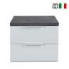 Comodino camera da letto moderno 2 cassetti bianco top grigio Robyn Vendita