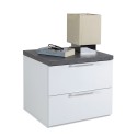 Comodino camera da letto moderno 2 cassetti bianco top grigio Robyn Offerta