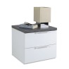 Comodino camera da letto moderno 2 cassetti bianco top grigio Robyn Offerta