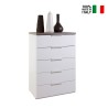 Commode à 5 tiroirs blanc pour chambre ou bureau avec 5 tiroirs Josefin Vente