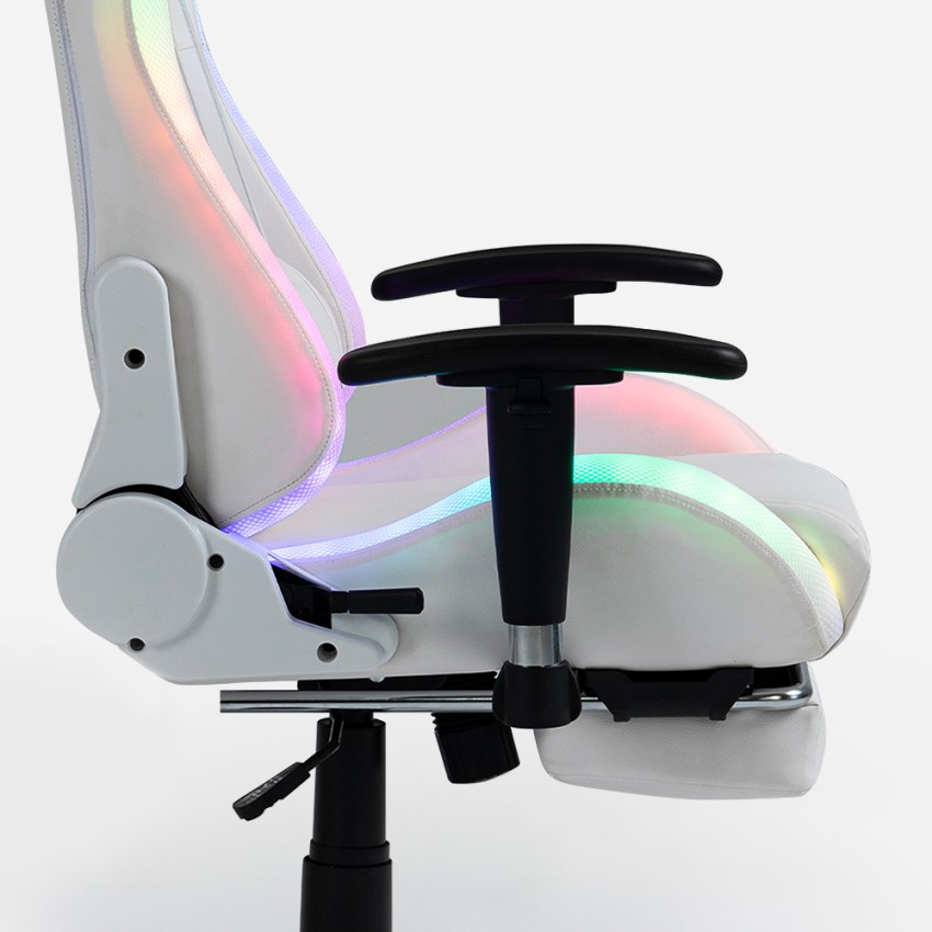 Pixy Comfort fauteuil de jeu bureau ergonomique repose-pieds LED RGB