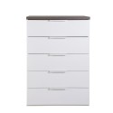 Commode à 5 tiroirs blanc pour chambre ou bureau avec 5 tiroirs Josefin Remises