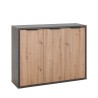 Buffet meuble polyvalent salon 3 portes style industriel Shelton Remises