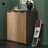 Buffet meuble polyvalent salon 3 portes style industriel Shelton Réductions