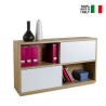 Buffet meuble avec 2 portes coulissantes salon en chêne blanc laqué Elea Vente