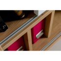 Buffet meuble avec 2 portes coulissantes salon en chêne blanc laqué Elea Remises