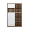 Libreria soggiorno moderna legno rovere 2 ante bianco lucido Sharon Saldi