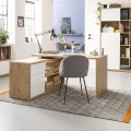 Bureau d'angle en bois 3 tiroirs blanc laqué Lex Promotion