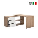 Bureau d'angle en bois 3 tiroirs blanc laqué Lex Vente