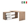 Bureau d'angle en bois 3 tiroirs blanc laqué Lex Vente