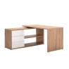 Eckschreibtisch aus Holz mit 3 lackierten weißen Schubladen Lex Angebot