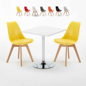 Weiß Quadratisch Tisch und 2 Stühle Farbiges Polypropylen-Innenmastenset Nordica Cocktail Aktion