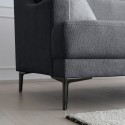 Divano 3 posti comodo design gambe in metallo 200cm tessuto nero Egbert Misure
