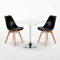 Table Carrée Blanche 70x70cm et 2 Chaises Colorées Set Intérieur Bar Café Nordica Cocktail 