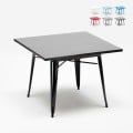 table industrielle 80x80 de bar et restaurant en acier de style dynamite Promotion