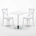 Tavolino Quadrato Bianco 70x70cm Con 2 Sedie Interno Vintage Cocktail Modello