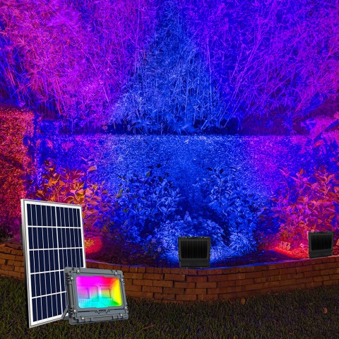 LED Solarstrahler multicolor RGB 100W Bluetooth Toscor M Aktion
