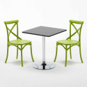 Table carrée noire 70x70cm 2 Chaises Colorées intérieur bar café Vintage Mojito Prix