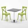 Table carrée noire 70x70cm 2 Chaises Colorées intérieur bar café Vintage Mojito Prix