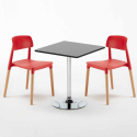 Schwarz Quadratisch Tisch und 2 Stühle Farbiges Polypropylen-Innenmastenset Barcellona Mojito Maße