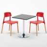 Schwarz Quadratisch Tisch und 2 Stühle Farbiges Polypropylen-Innenmastenset Barcellona Mojito Maße