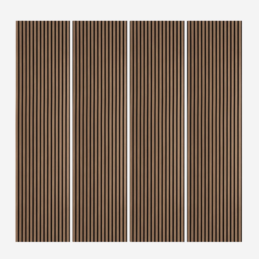 4 x Akustikpaneele aus Holz 240x60cm für Wand Design Dunkles Nussbaum Kover-NS Aktion 4 x Akustikpaneele aus Holz 240x60cm für Wand Design Dunkles Nussbaum Kover-NS Aktion