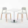 Weiß Quadratisch Tisch und 2 Stühle Farbiges Polypropylen-Innenmastenset Barcellona Cocktail Modell