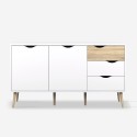 Buffet de salon style scandinave 2 portes 3 tiroirs bois blanc Kinitoo Offre