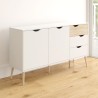 Credenza stile scandinavo 2 ante 3 cassetti bianco legno Kinitoo Sconti