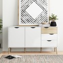 Credenza stile scandinavo 2 ante 3 cassetti bianco legno Kinitoo Caratteristiche