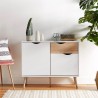 Commode de salon buffet style nordique 2 portes 1 tiroir bois blanc Jubi Vente