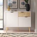 Commode de salon buffet style nordique 2 portes 1 tiroir bois blanc Jubi Choix