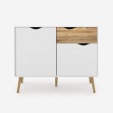 Commode de salon buffet style nordique 2 portes 1 tiroir bois blanc Jubi Offre