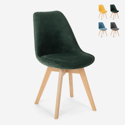 Chaise de cuisine en bois design scandinave avec coussin Dolphin Lux Promotion