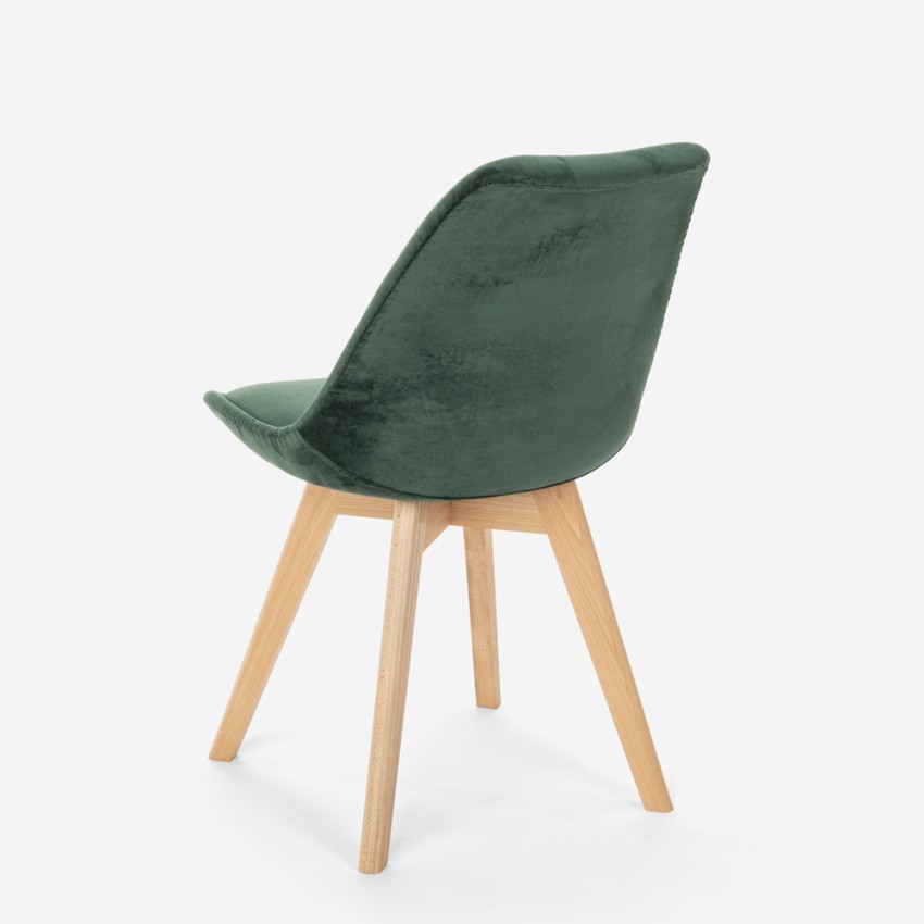 Dolphin Lux Sedia design scandinavo legno velluto con cuscino