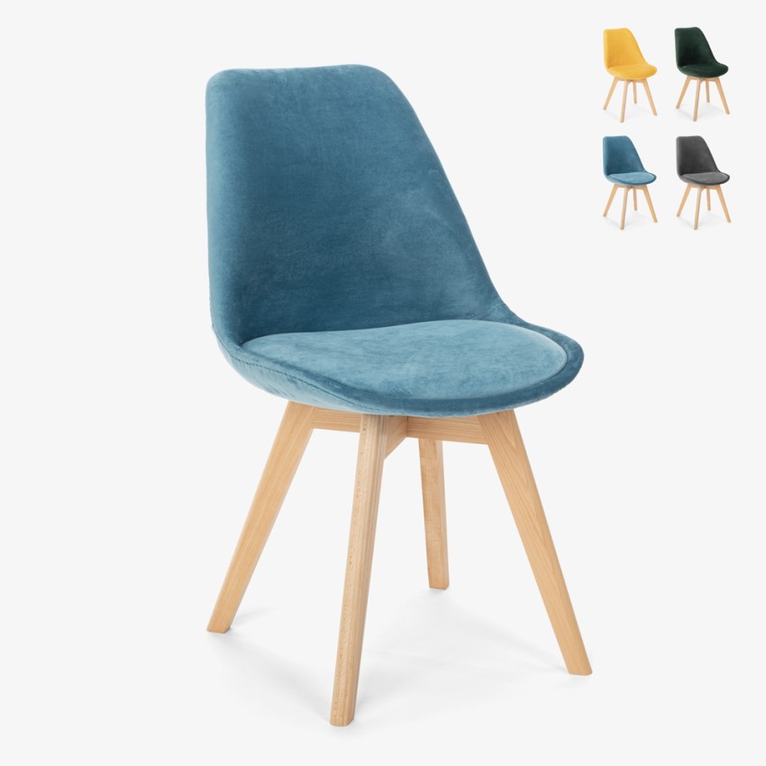 Skandinavischer Designstuhl aus Samt Holz mit Kissen für Küchen Bars Restaurant Dolphin Lux Angebot Skandinavischer Designstuhl aus Samt Holz mit Kissen für Küchen Bars Restaurant Dolphin Lux Angebot