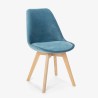 Skandinavischer Designstuhl aus Samt Holz mit Kissen für Küchen Bars Restaurant Dolphin Lux 