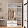 Kleiderschrank Schrank für Schlafzimmer 3 Türen 2 Schubladen in Weiß Endus Sales