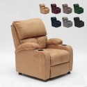 Fauteuil relax inclinable en microfibre velours repose-pieds Laura Promotion
