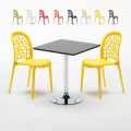 Schwarz Quadratisch Tisch und 2 Stühle Farbiges Polypropylen-Innenmastenset Wedding Mojito Aktion