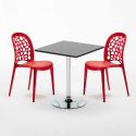 Schwarz Quadratisch Tisch und 2 Stühle Farbiges Polypropylen-Innenmastenset Wedding Mojito 