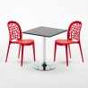 Schwarz Quadratisch Tisch und 2 Stühle Farbiges Polypropylen-Innenmastenset Wedding Mojito 